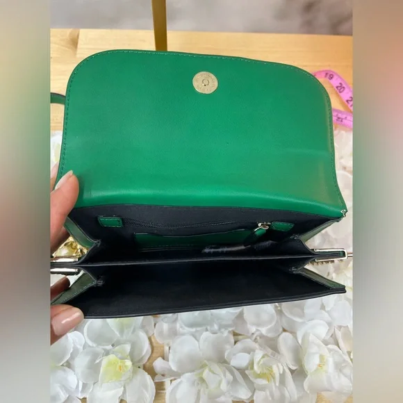 TopShop Green Crossbody Shoulder Bag with Gold Ring Detail - Picture 9 of 12